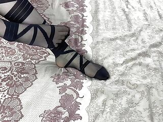 Beautiful Solo In Black Nylon Stockings From A Sexy Gf In Sofa For Foot Worship Paramours